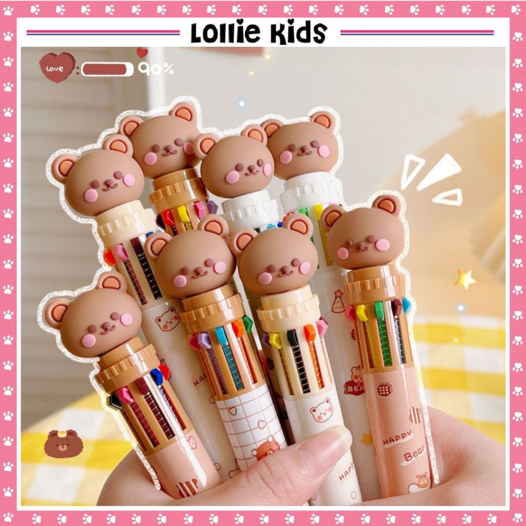 

BOLPOINT MEKANIK 10 WARNA MOTIF BERUANG / PULPEN ANAK MOTIF LUCU / BOLPEN WARNA KARAKTER 3D LUCU MURAH