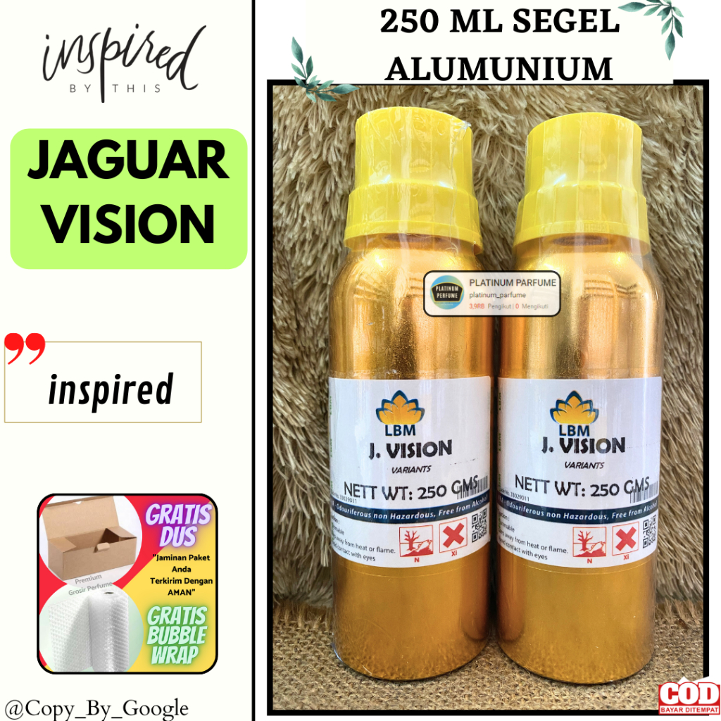 Bibit Murni Parfum JAGUAR VISION ( 250 ML SEGEL 100 % Original LBM Fragrance ) - Parfum Pria Murni T