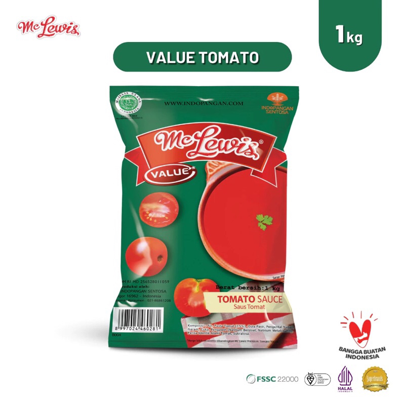 

Mc Lewis Tomato Sauce 1 kg / Saus Tomat Mc Lewis