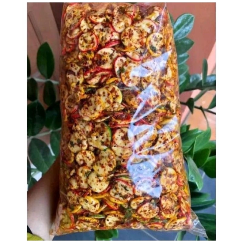 

Kerupuk Seblak Bawang Bantat Pedas Daun jeruk