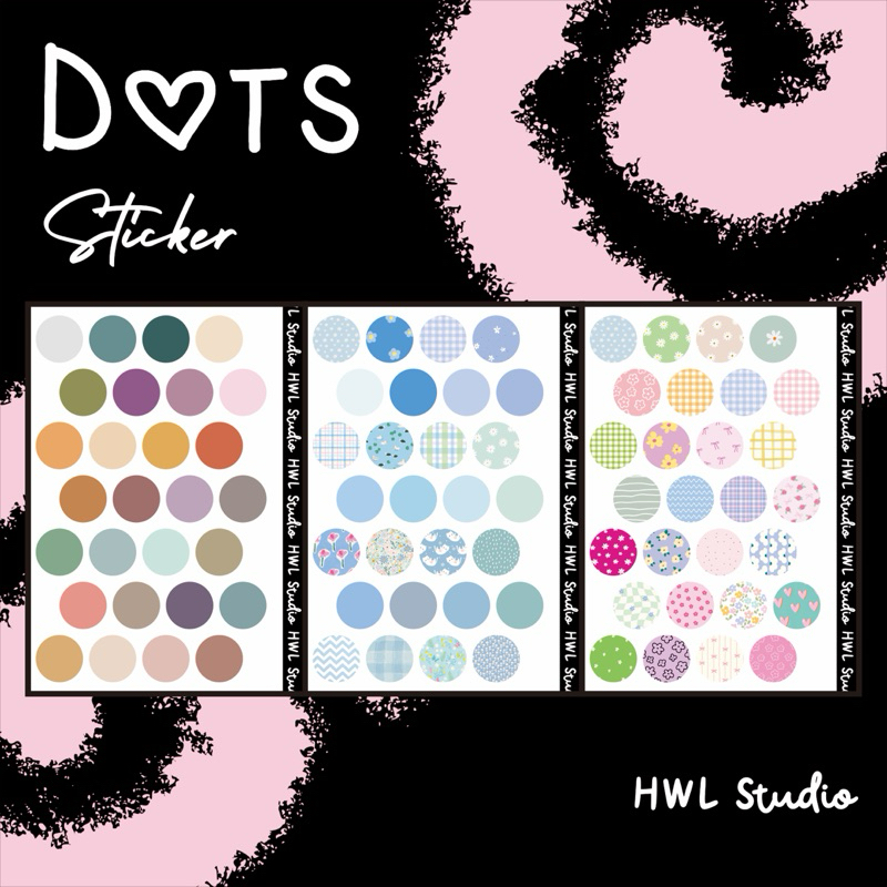 

HWL STUDIO - Dots Sticker - sticker bulat bujo estetik kraft scrapbook waterproof kiscut siap pakai an