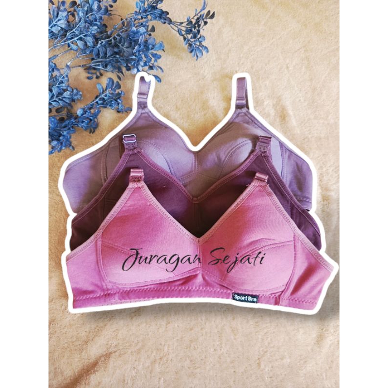 Paket murah 30k dpt 3pcs Sport Bra Tanpa Kawat Tanpa Busa ukuran 40 42 44