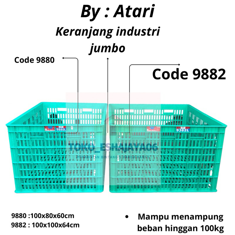 KERANJANG INDUSTRI 9880 LR /  9882 LR CONTAINER INDUSTRI RODA KONTAINER BOX PLASTIK BESAR / KERANJAN