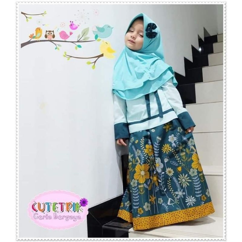 Cutetrik Gamis Hanbok Korea Anak Perempuan 10-12 Tahun Set Jilbab