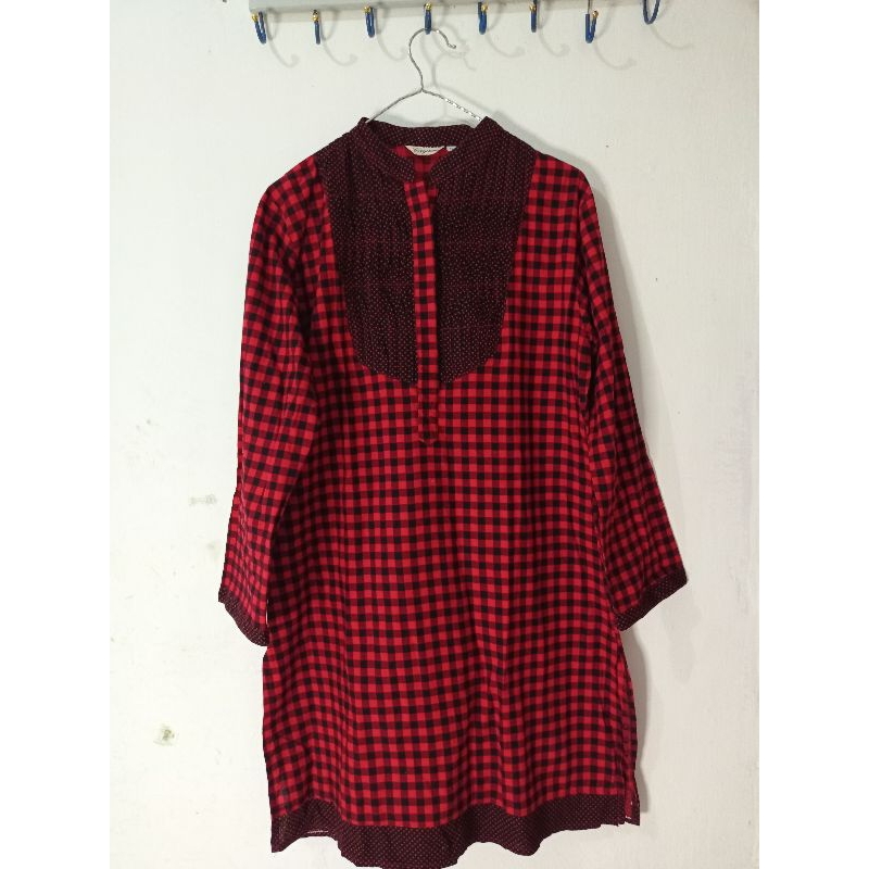 PRELOVED by Cete Dress Kotak Kotak Polkadot Merah Hitam
