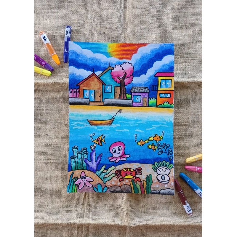 

menggambar mewarnai karya anak SD ukuran a4 free pigora magnetic