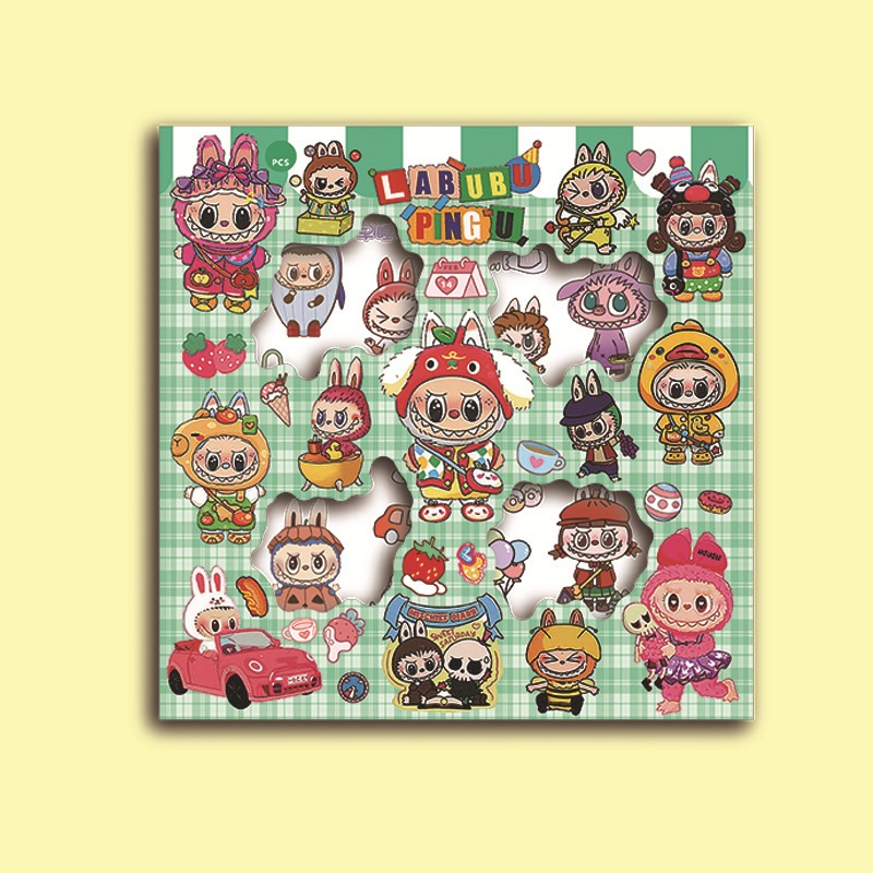 

STICKER LABUBU CRYBABY 2d 100 lembar / box sticker karakter kartun Stiker Box Momo Stiker Set STICKER DECO / STICKER HIAS Tumbler anti air stiker transparant karakter