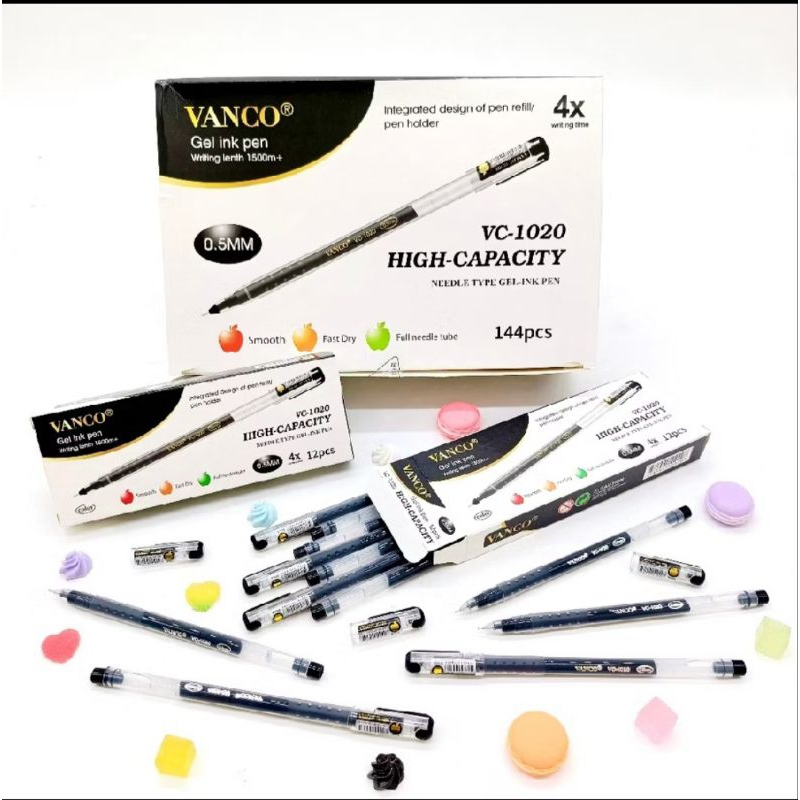 

(1PAK) BOLPEN VC 1020 VANCO BLACK/ PEN GEL ISI 12pcs
