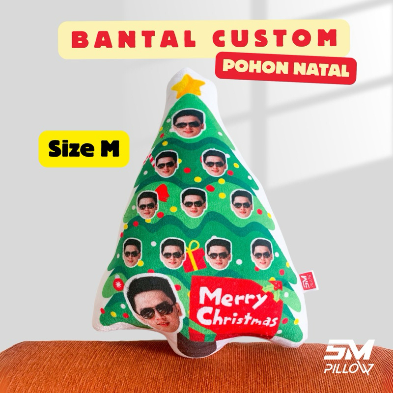 Bantal Custom Foto Pohon Natal Size M Christmas