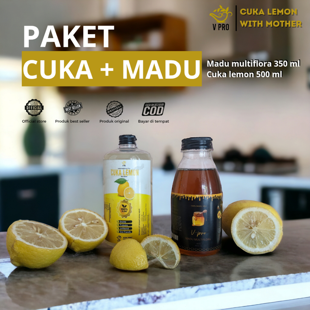 

PAKET DIET SEHAT||CUKA LEMON MURNI 500 ML||PLUS MADU MULTIFORA 350 GR