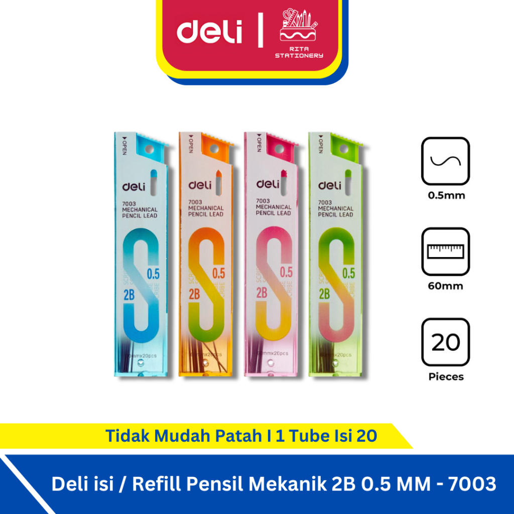 

Deli isi Pensil Mekanik 2B isi 20 0.5 MM / Refill Machanical Pencil - 7003