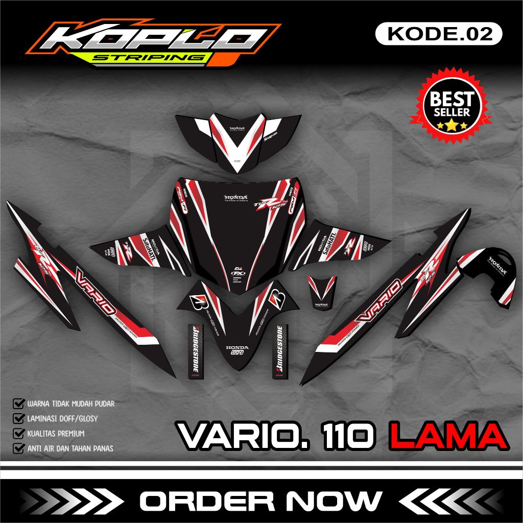 Sticker Decal Full Body VARIO Lama/Karbu - Dekal Stiker Variasi Motor VARIO 110 Desain Grafis KPL.02