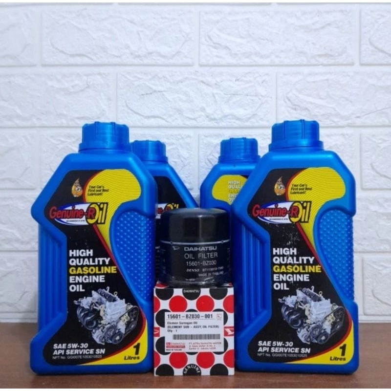Paket 4L oli daihatsu genuine 5w 30 & filter oli xenia/rocky/sigra/ayla/luxio