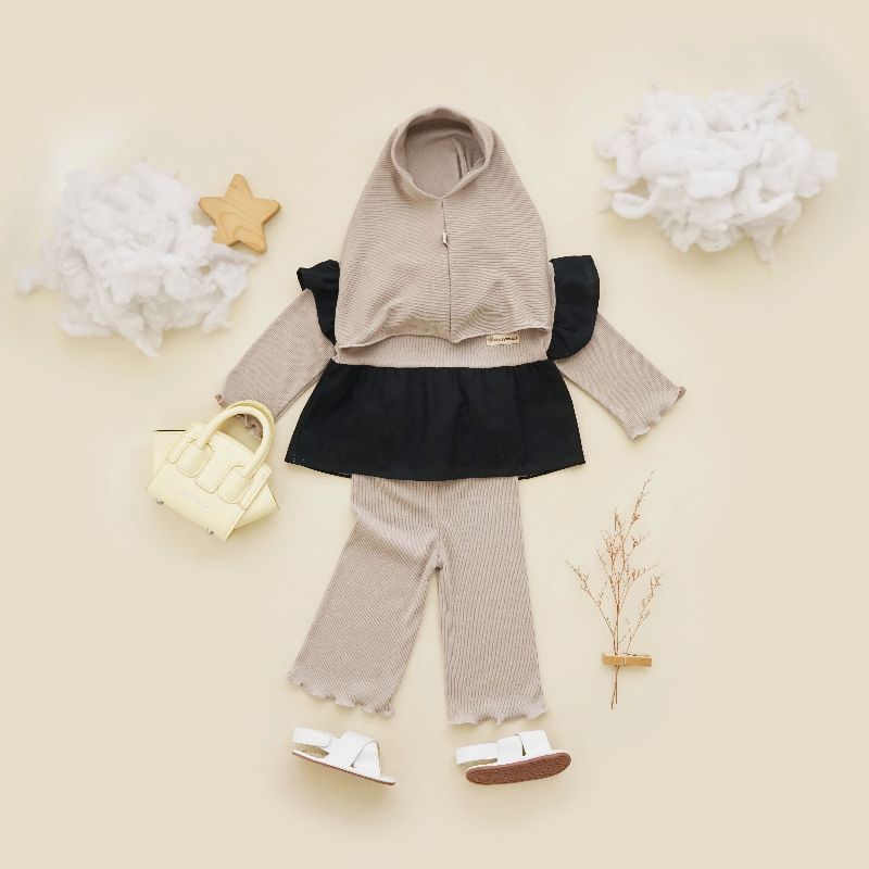 Elrasyakids || Elmaira Set Muslim Baby || Stelan Baju Muslim Bayi perempuan || One set knit baby || 