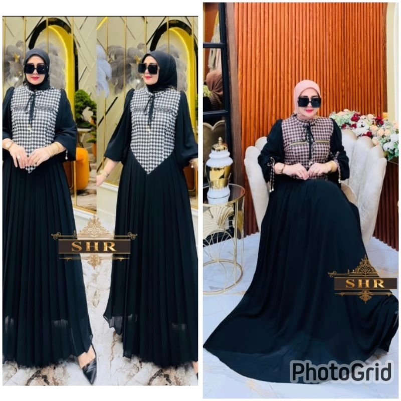 NEW Maxi DRESS Kaos Rajut Mix Ceruty SHR Ori