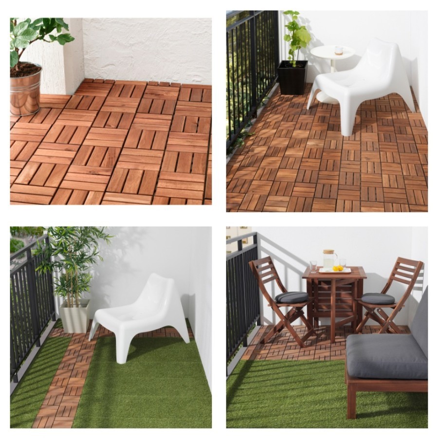 Decking Tile Lantai Kayu Jati Parket bongkar Pasang  Lantai Kayu Hiasan Taman
