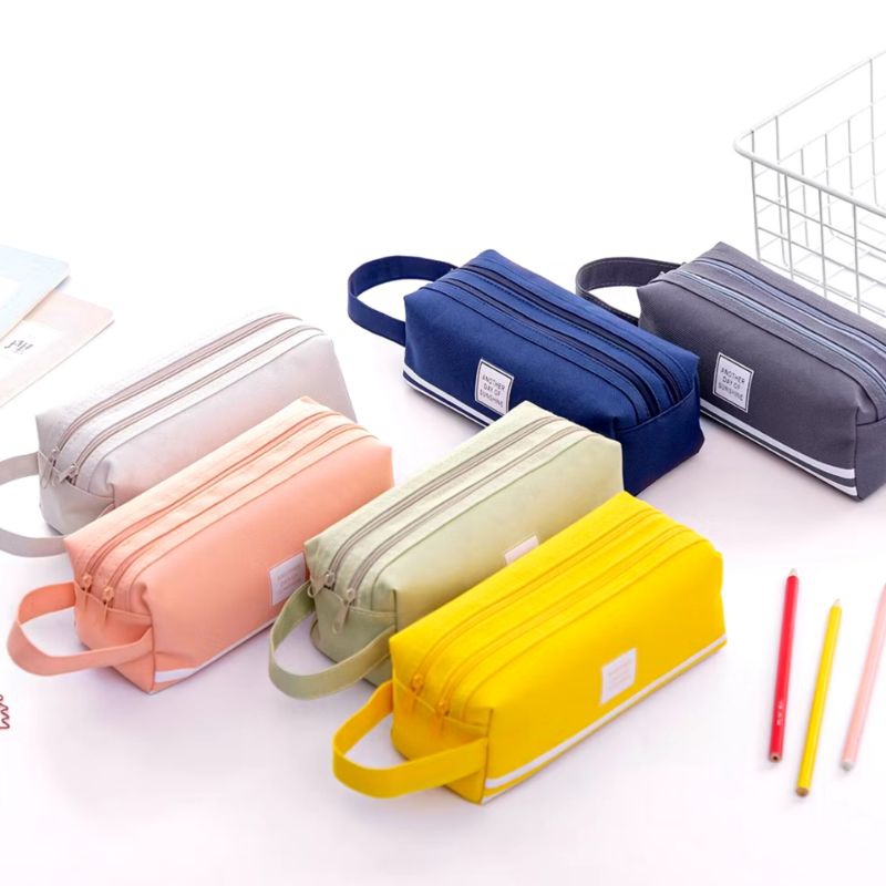 

munte21- Kotak Pensil Dan Stationery Dual Zipper Dompet Pensil 2 Pouch