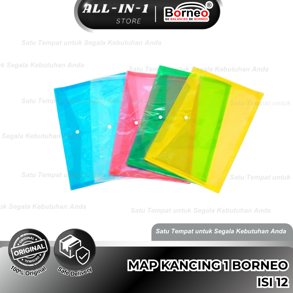 

12 Pcs - Map Kancing Borneo (merah, biru, kng, putih, hijau) - A4/F4