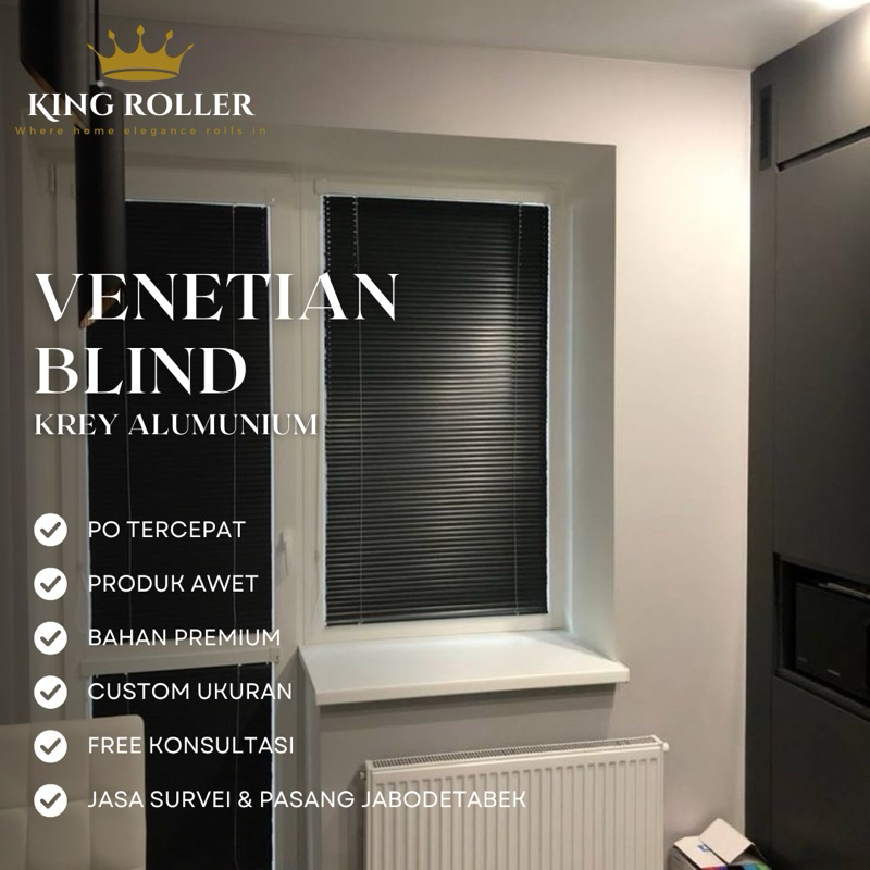 Venetian Blind Krey Alumunium PREMIUM Indoor Stick Besi Merk SHARP POINT Horizontal Blind Aesthetic 