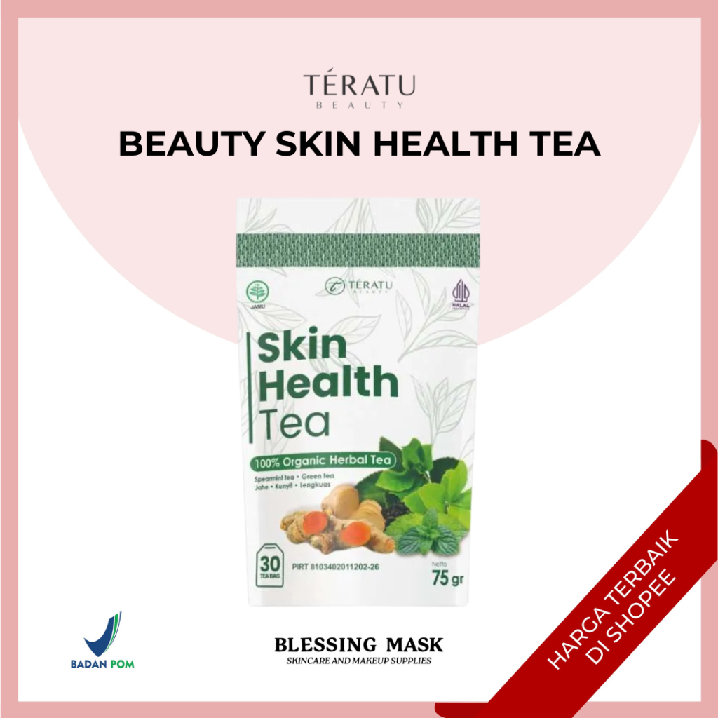 

TERATU BEAUTY Skin Health Tea - 30 Tea Bag - 75gr | Teh Herbal Spearmint untuk Jerawat Hormon dan PCOS