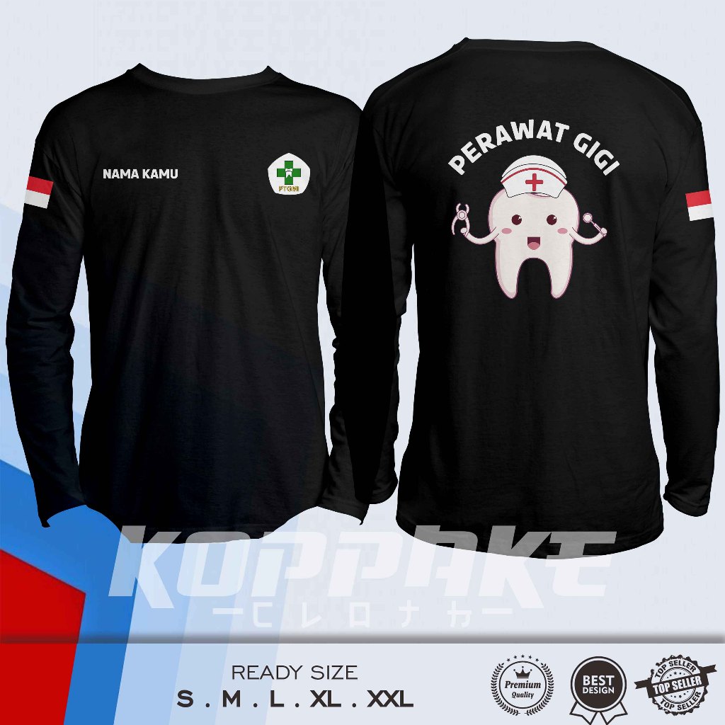 Kaos Perawat Gigi PTGMI Logo Gratis Nama Kamu Lengan Panjang Baju Distro