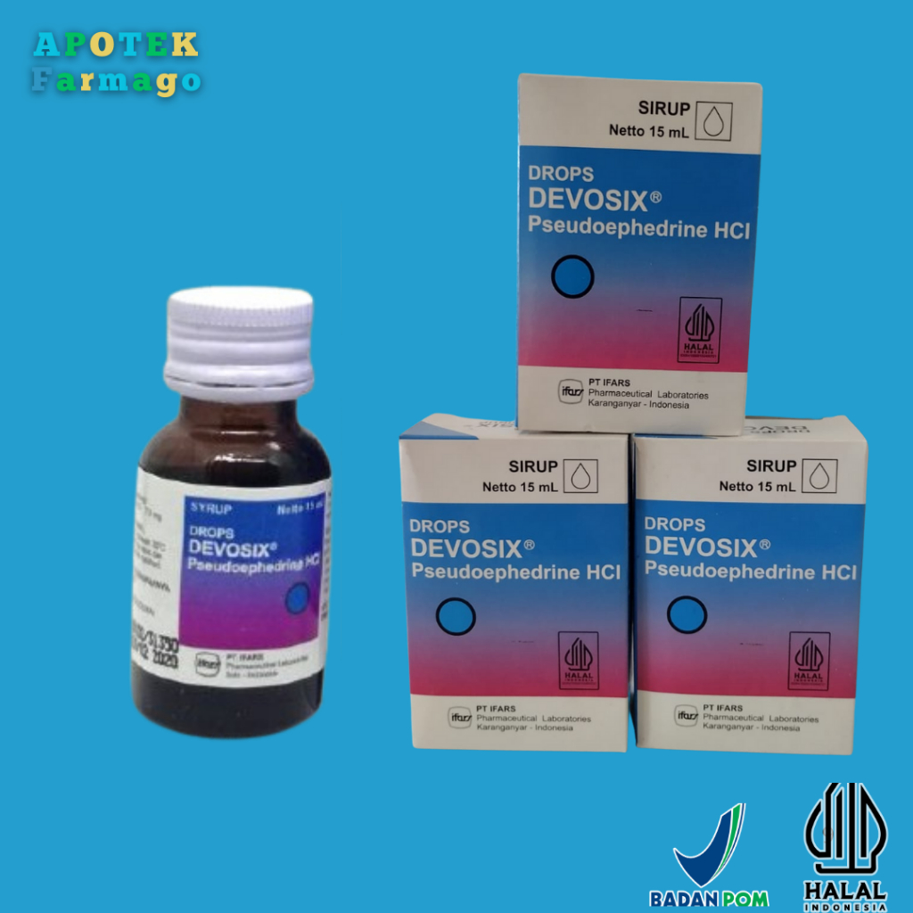 Sirup Drops Devosix Pseudoephedrine HCI 15ml - Sirup Obat Flu Dan Pilek Bayi