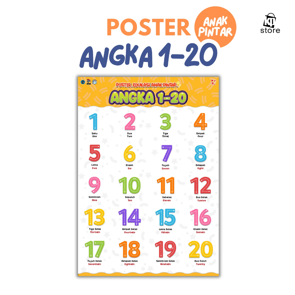 

Kawan Pustaka - Poster Edukasi Anak Pintar - Angka 1-20 - Ukuran A3