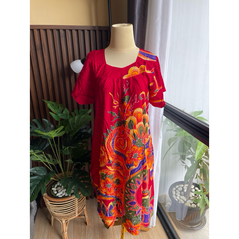 DASTER RAYON PREMIUM MERAH BUNGA ORANGE
