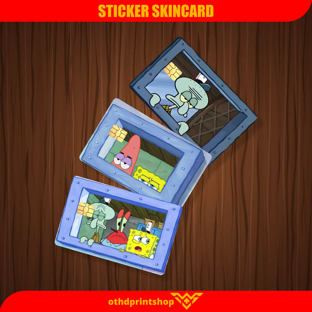 

STIKER ATM SKINCARD STIKER KARTU ATM EMONEY FLAZZ ETOLL TEMA SQUIDWARD TINGGAL TEMPEL