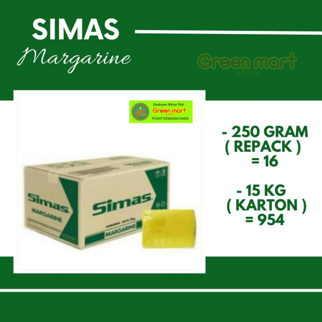 

Margarin Mentega Simas Kemasan Repack 250 Gram Simas Margarin. 16