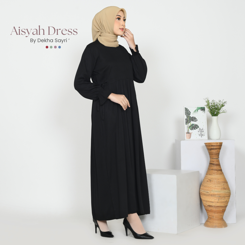 Dekha Syari Baju Gamis Hitam Polos Kekinian Mewah Elegan Terbaru 2025 Rayon Twill Premium Ori Tebal