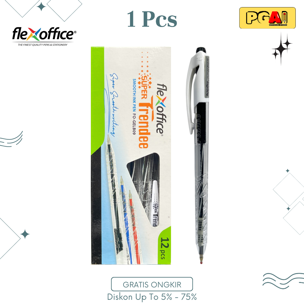 

(PGAI) BOLPOIN PULPEN FLEXOFFICE SUPER TRENDEE FO-GELB09 0.6 MM 1 PCS ALAT TULIS PERLENGKAPAN KANTOR