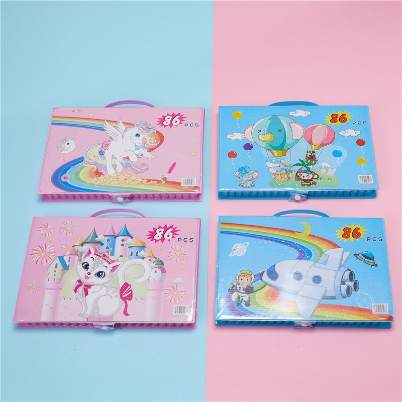 CRAYON 86 PCS CRAYON ANAK LENGKAP CRAYON MEWARNAI STATIONARY SET / CAT AIR PERLENGKAPAN SEKOLAH