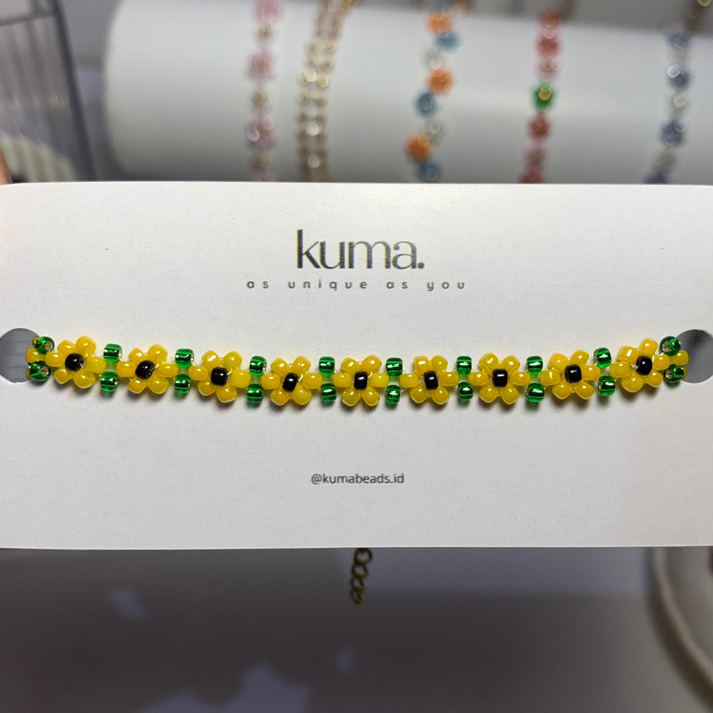 [KUMA - SUNFLOWER BRACELET] gelang bunga bunga matahari beads premium stainless steel / aesthetics b