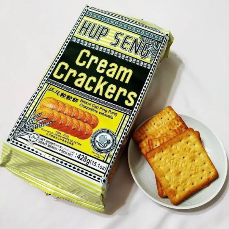 

Hup Seng Cream Crackers Cap Ping Pong, Roti Asin, Roti Kering, Asli Impor Malaysia 500 Gram