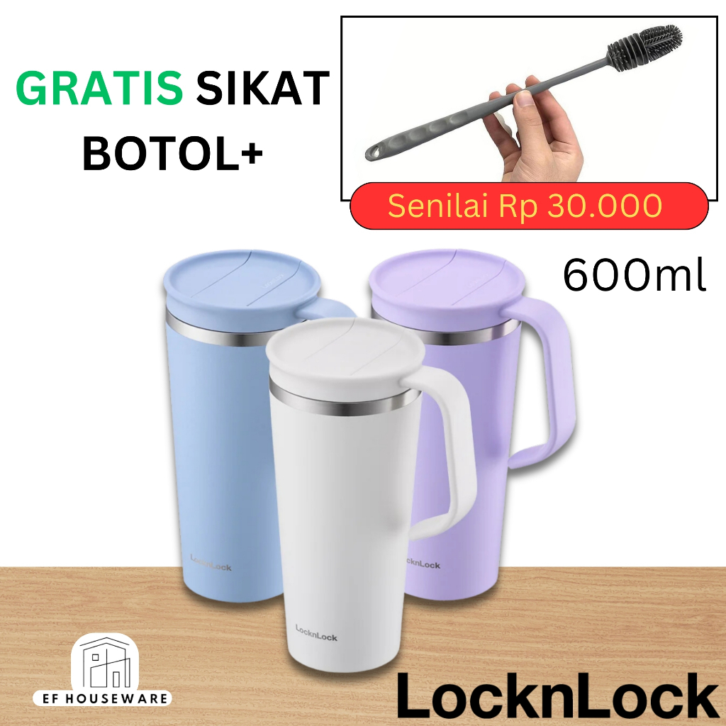 LocknLock LHC4330 Daily Handle Tumbler 600ml - Biru, Ivory, Viole