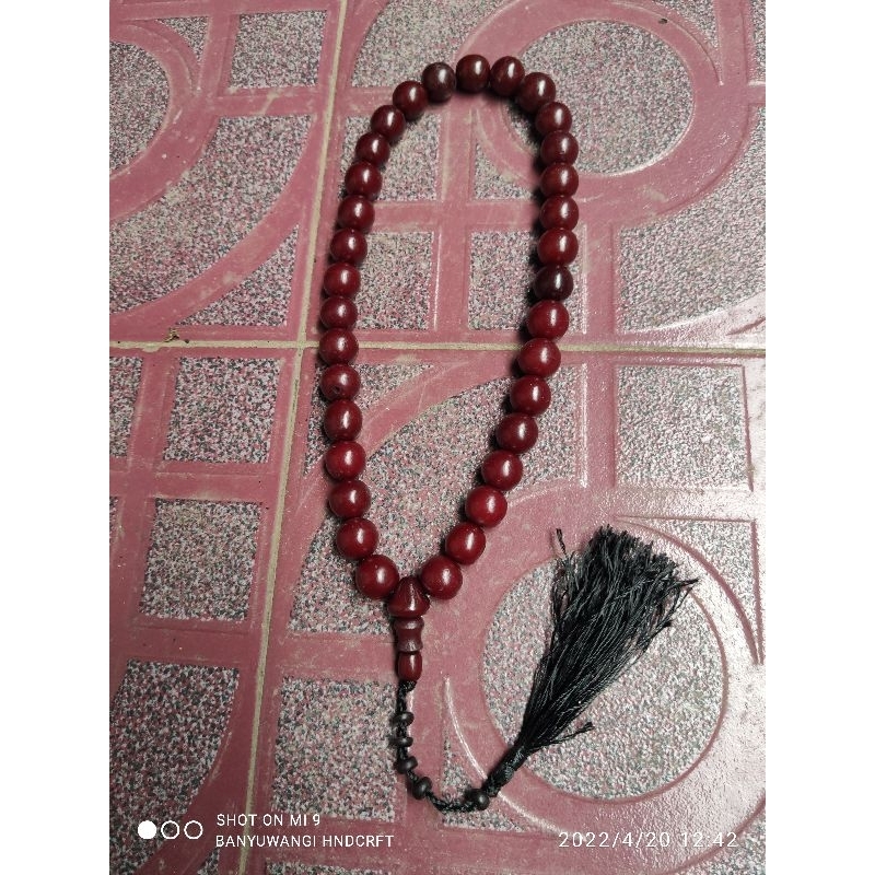 tasbih biji buah pocok gebang 12mm isi 33butir