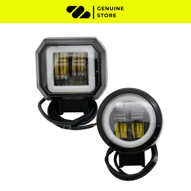 Lampu  Tembak LED X2 Kotak Bulat 20 Watt 4D Motor Mobil Cut Off