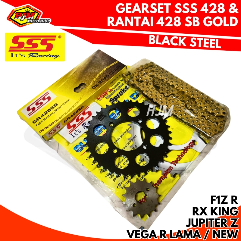 GirSet - GearSet Triple SSS Black RX King / F1Z R / Jupiter Z / Vega R Lama & New & Rantai SSS 428 S
