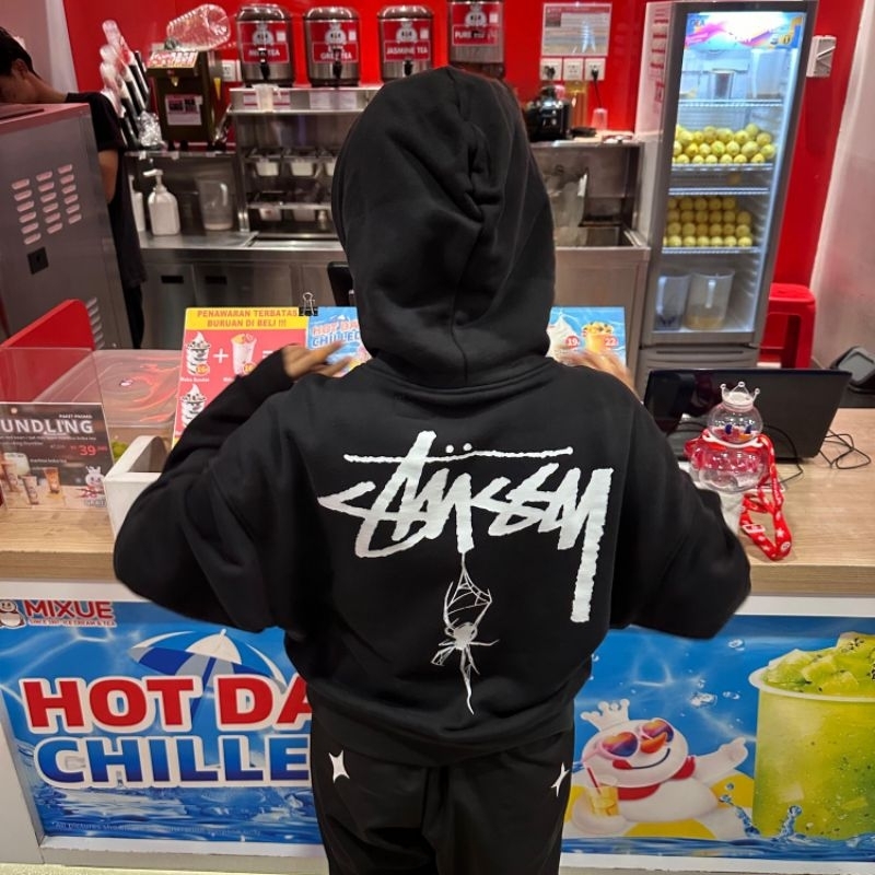HOODIE BOXY STUSSY SPIDER 390 GSM FIT