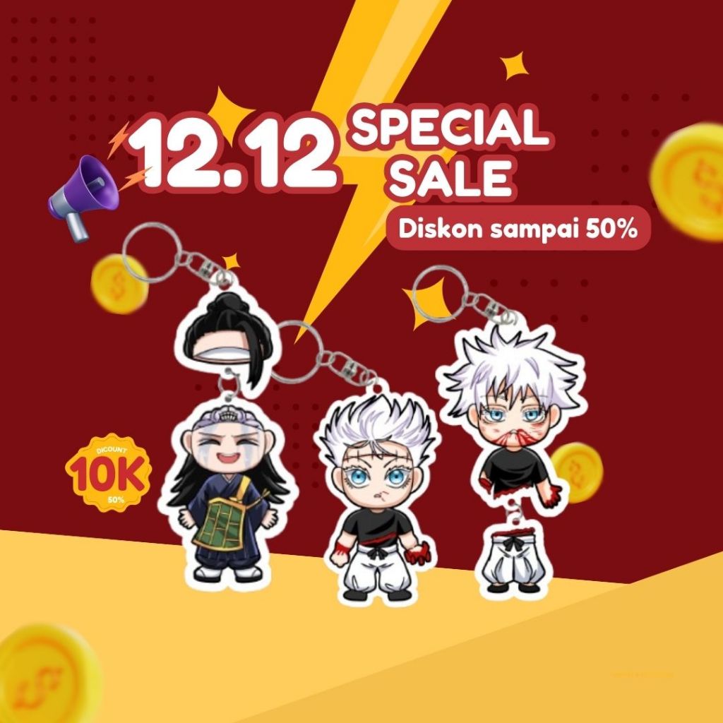 (1 SISI) PROMO 12.12 SALE GANTUNGAN KUNCI JUJUTSU DEAD GOJO KIKO | POWER PUFFI | HAIKYUU | KOBO | AK