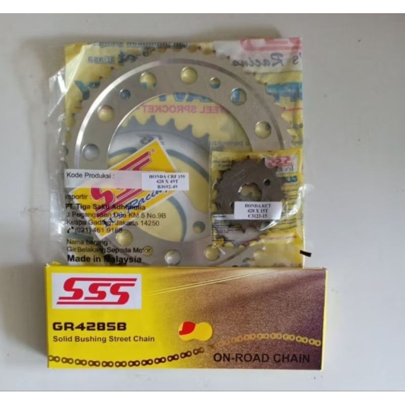 gear gir set FULL SSS 428 rantai gold SSS sb Crf 150 Crf 150L