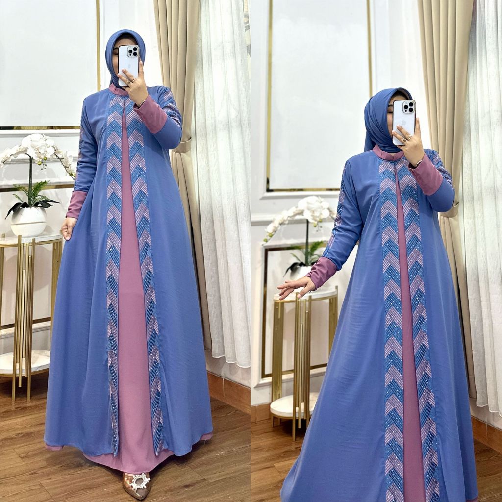 PesonaStore.Id Gamis Irish Bella Bordir Set Hijab Mewah Terbaru Dress Pesta Wanita Muslim Elegan