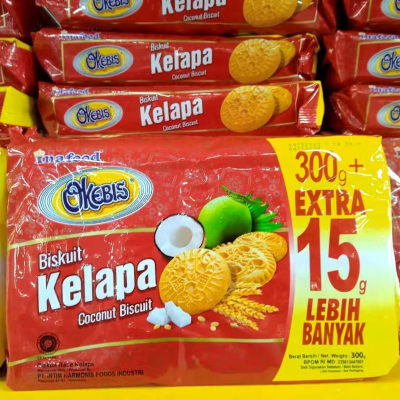 

1 KARTON | OKEBIS BISKUIT KELAPA 300 gram | extra 15 gram lebih banyak ( isi 28 pcs)