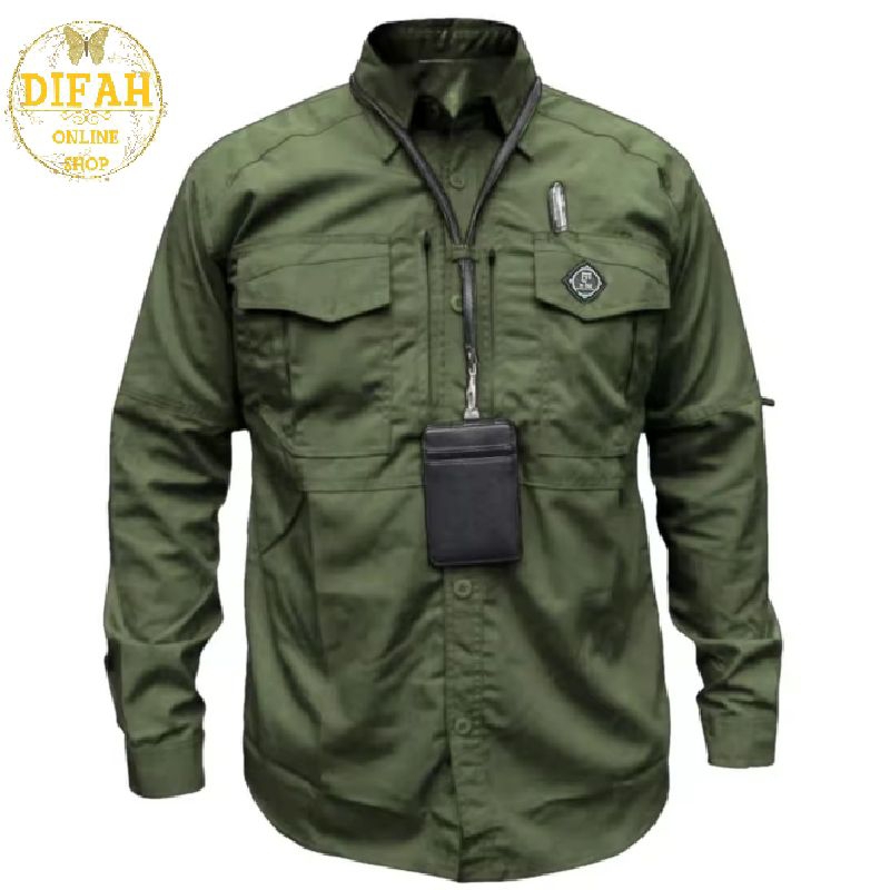 KEMEJA TACTICAL LENGAN PANJANG, BAHAN AMERICAN DRILL