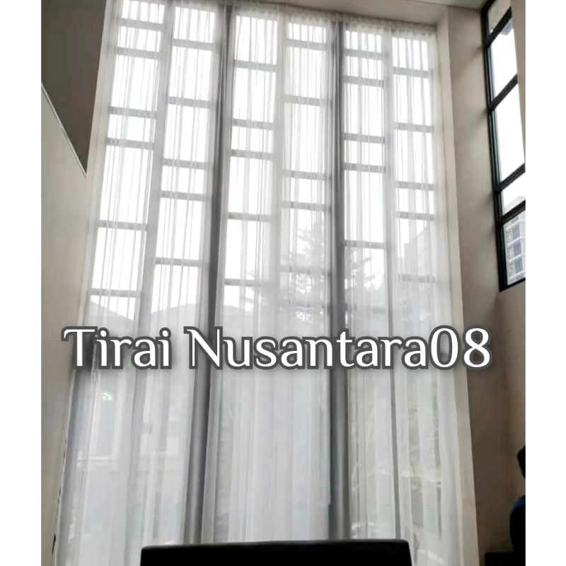Gorden Vitrase Polos Putih Tinggi 3 - 4 meter Hordeng Panjang 4 meter Gorden Pintu Tirai Transparan 