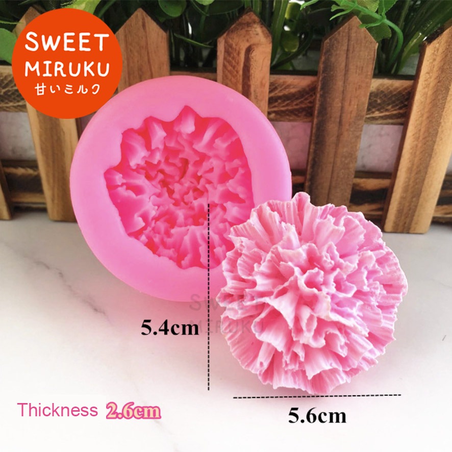 Ay00 B55 CETAKAN SILIKON BUNGA CARNATION 3D BESAR LUCU JELLY COKLAT PUDDING COOKIES FONDANT BIG