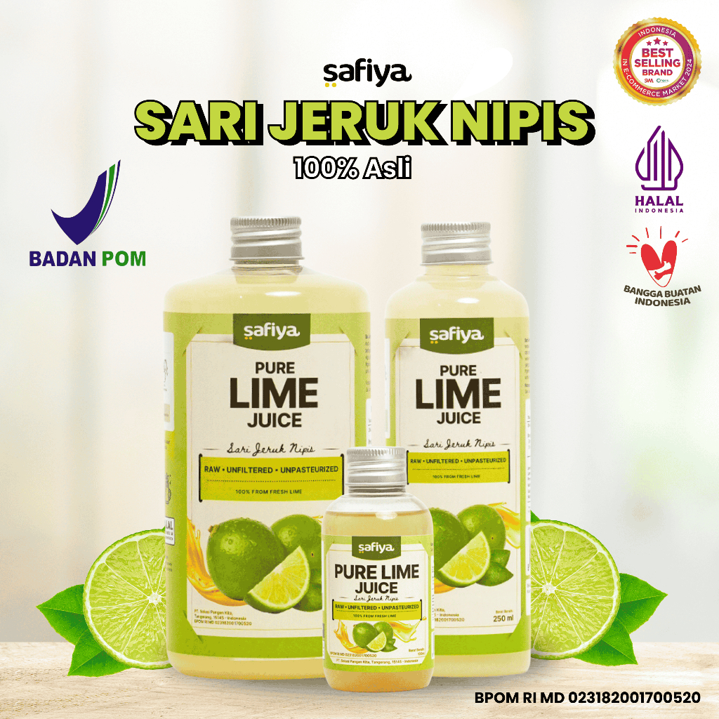 

Safiya Sari Jeruk Nipis 500 ML Pure Lime Juice Raw 100% Asli