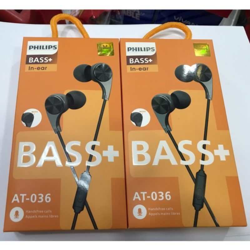 Handsfree Philips AT-036 Henset Headset Earphone Magnet super Bass Philips AT 036 Music Stereo Earph