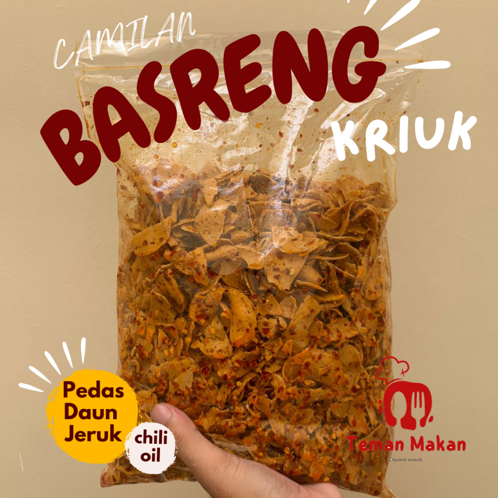 

[FREE PACKING KARDUS DAN BUBLE WRAP] Camilan Basreng Koin Pedas Chili Oil Daun Jeruk 100Grm 250Grm